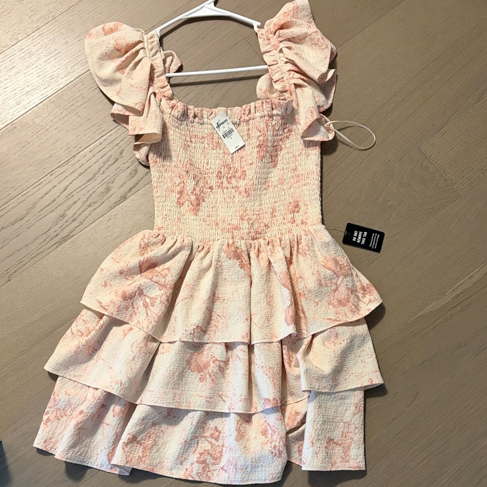 NWT Express Pink tiered ruffle dress with bodice